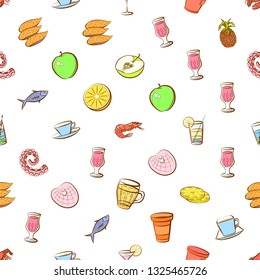 Food images. Background for printing, design, web. Seamless. Colored.