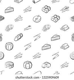 Food images. Background for printing, design, web. Seamless. Monochrome binary, black and white.