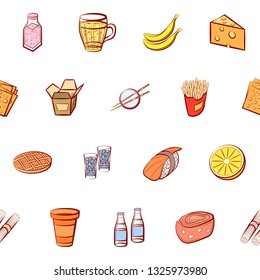 Food images. Background for printing, design, web. Seamless. Colored.