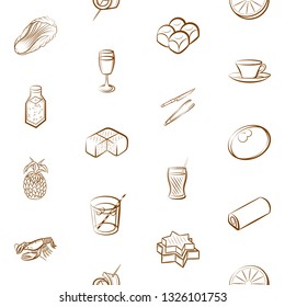 Food images. Background for printing, design, web. Seamless. Binary color.