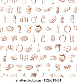 Food images. Background for printing, design, web. Seamless. Binary color.