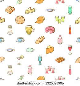 Food images. Background for printing, design, web. Seamless. Colored.