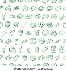 Food images. Background for printing, design, web. Seamless. Binary color.