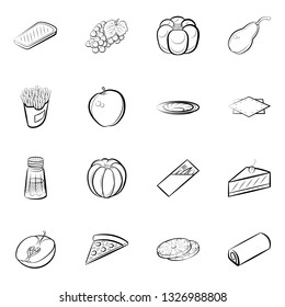 Food images. Background for printing, design, web. Monochrome binary, black and white.