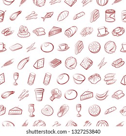 Food images. Background for printing, design, web. Seamless. Binary color.