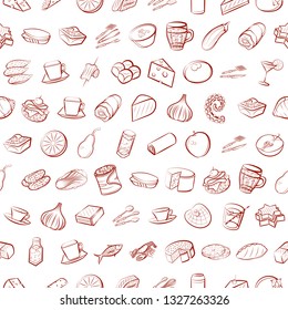 Food images. Background for printing, design, web. Seamless. Binary color.