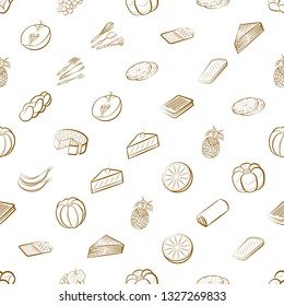 Food images. Background for printing, design, web. Seamless. Binary color.