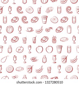 Food images. Background for printing, design, web. Seamless. Binary color.