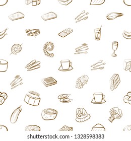 Food images. Background for printing, design, web. Seamless. Binary color.