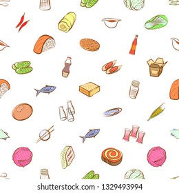 Food images. Background for printing, design, web. Seamless. Colored.