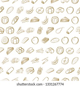 Food images. Background for printing, design, web. Seamless. Binary color.