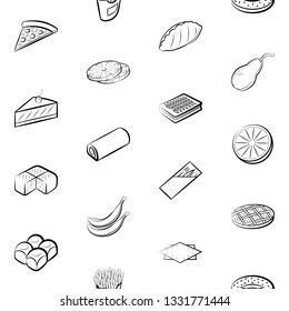 Food images. Background for printing, design, web. Seamless. Monochrome binary, black and white.