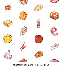 Food images. Background for printing, design, web. Seamless. Colored.
