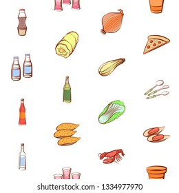 Food images. Background for printing, design, web. Seamless. Colored.