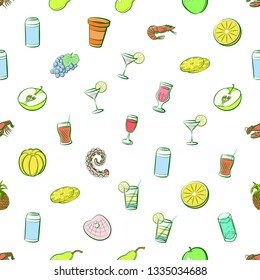 Food images. Background for printing, design, web. Seamless. Colored.