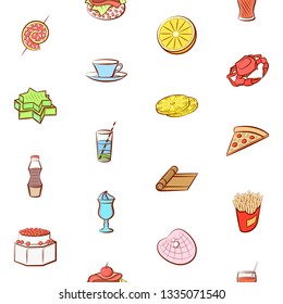 Food images. Background for printing, design, web. Seamless. Colored.