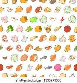 Food images. Background for printing, design, web. Seamless. Colored.