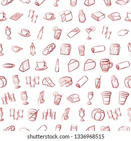 Food images. Background for printing, design, web. Seamless. Binary color.