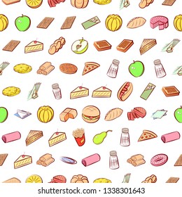 Food images. Background for printing, design, web. Seamless. Colored.