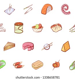 Food images. Background for printing, design, web. Seamless. Colored.