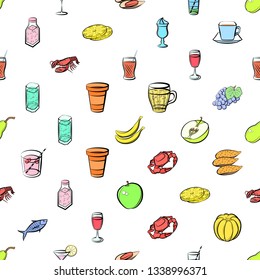 Food images. Background for printing, design, web. Seamless. Colored.