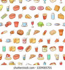 Food images. Background for printing, design, web. Seamless. Colored.
