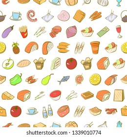 Food images. Background for printing, design, web. Seamless. Colored.