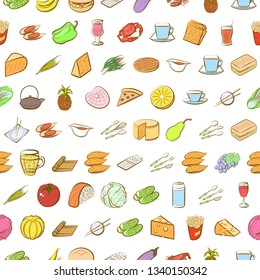 Food images. Background for printing, design, web. Seamless. Colored.