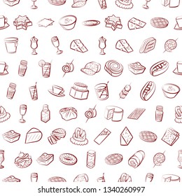 Food images. Background for printing, design, web. Seamless. Binary color.