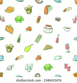 Food images. Background for printing, design, web. Seamless. Colored.