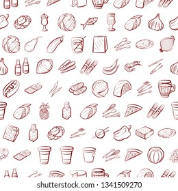 Food images. Background for printing, design, web. Seamless. Binary color.