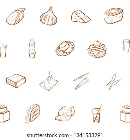 Food images. Background for printing, design, web. Seamless. Binary color.