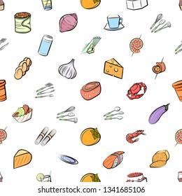 Food images. Background for printing, design, web. Seamless. Colored.