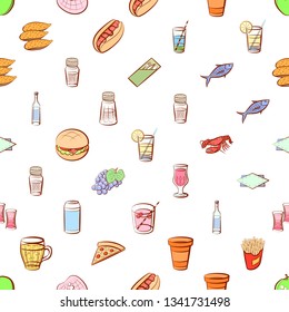 Food images. Background for printing, design, web. Seamless. Colored.