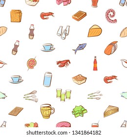 Food images. Background for printing, design, web. Seamless. Colored.