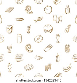 Food images. Background for printing, design, web. Seamless. Binary color.