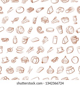 Food images. Background for printing, design, web. Seamless. Binary color.