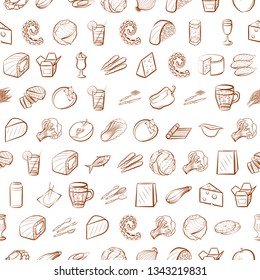 Food images. Background for printing, design, web. Seamless. Binary color.