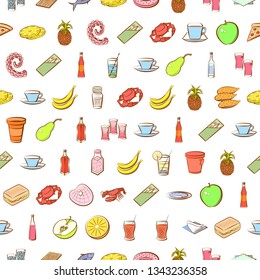 Food images. Background for printing, design, web. Seamless. Colored.
