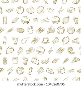 Food images. Background for printing, design, web. Seamless. Binary color.