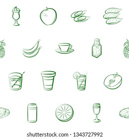 Food images. Background for printing, design, web. Seamless. Binary color.