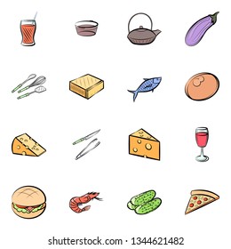 Food images. Background for printing, design, web. Colored.