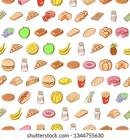 Food images. Background for printing, design, web. Seamless. Colored.