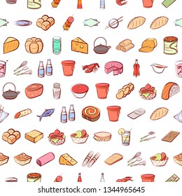 Food images. Background for printing, design, web. Seamless. Colored.