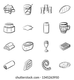 Food images. Background for printing, design, web. Monochrome binary, black and white.