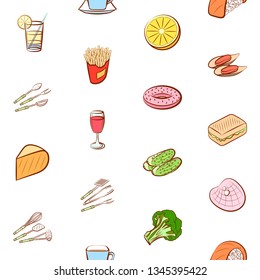 Food images. Background for printing, design, web. Seamless. Colored.