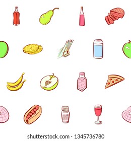 Food images. Background for printing, design, web. Seamless. Colored.