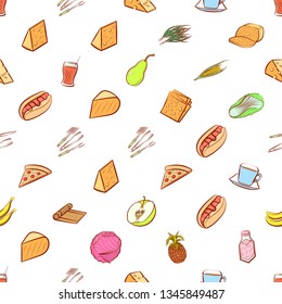 Food images. Background for printing, design, web. Seamless. Colored.