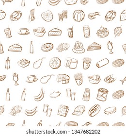 Food images. Background for printing, design, web. Seamless. Binary color.