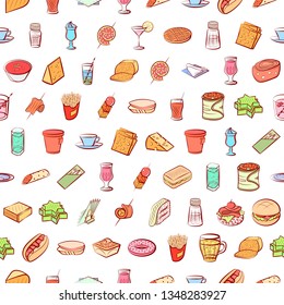 Food images. Background for printing, design, web. Seamless. Colored.
